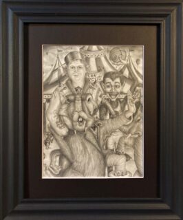 Michael Cera Quits Hollywood & Starts A Circus For His Tiny Karate Elephant by FADNAT Pencil on Bristol Paper, Framed, 17 x 14 inches