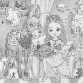 Pastel Princess by Ana Bagayan Graphite, Framed, 10 x 10 inches